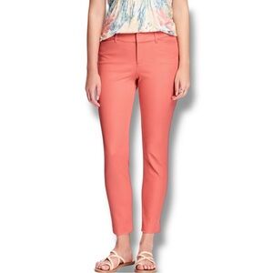 Old Navy Size 14 Coral Tropic Mid-Rise Pixie Ankle Pants Cotton/Spandex Pockets